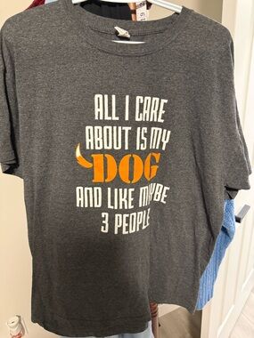 Men's Gray Graphic Tee - 'All I Care About Is My Dog'